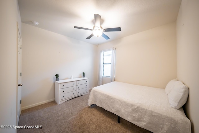 bedroom with carpet flooring and ceiling fan