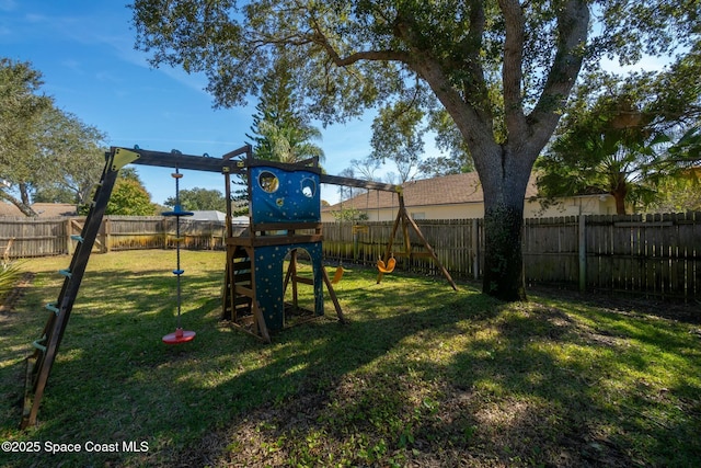 view of yard featuring a playground