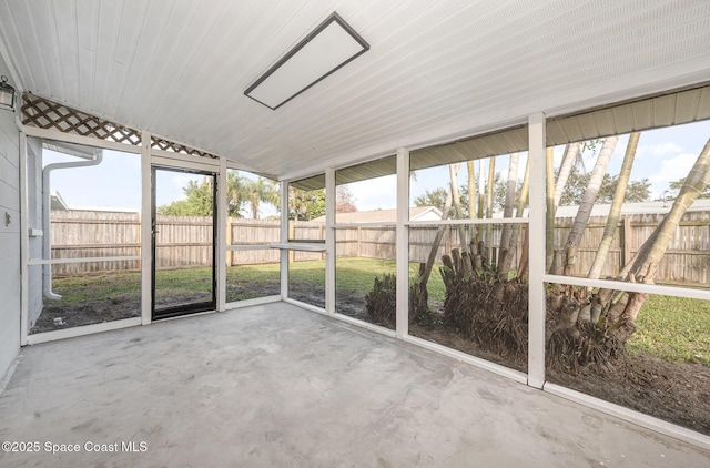 view of unfurnished sunroom