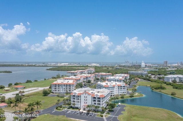 bird's eye view featuring a water view