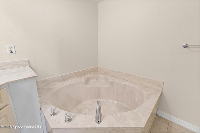 bathroom with vanity and tile patterned floors