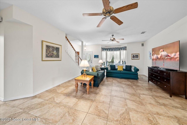 view of tiled living room