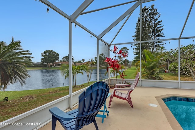 exterior space featuring a water view and plenty of natural light