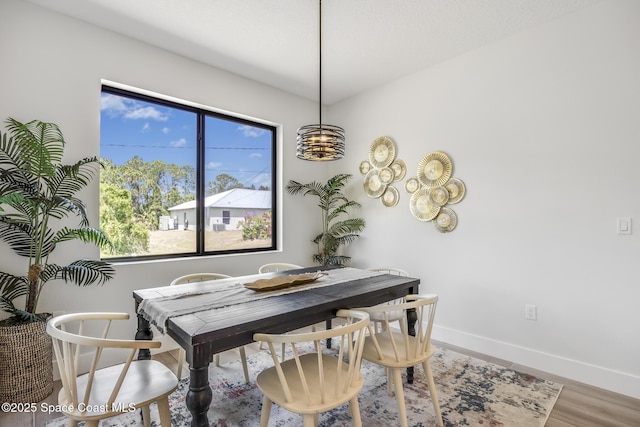 dining area with hardwood / wood-style flooring