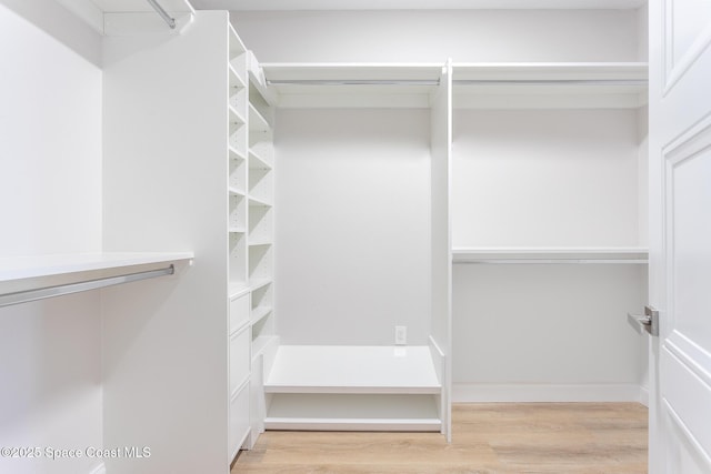 spacious closet featuring light wood-type flooring