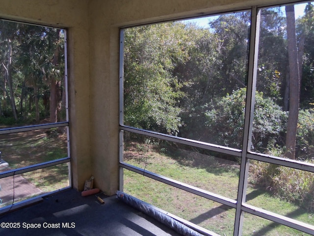 view of unfurnished sunroom