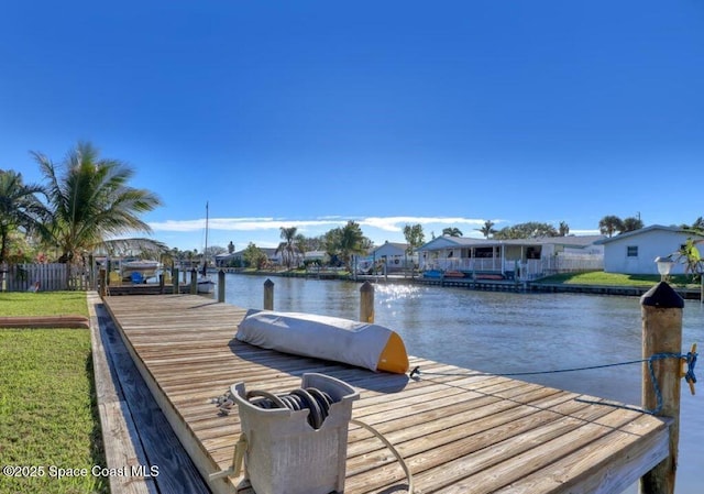 dock area featuring a water view