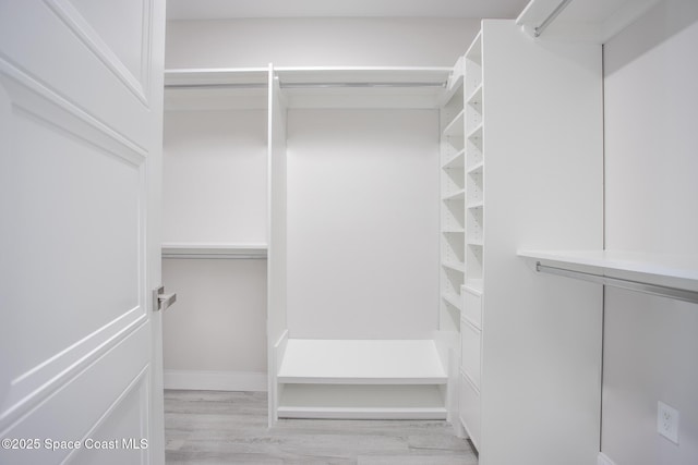 spacious closet with light hardwood / wood-style floors