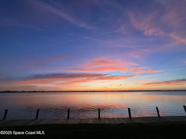 property view of water with a boat dock