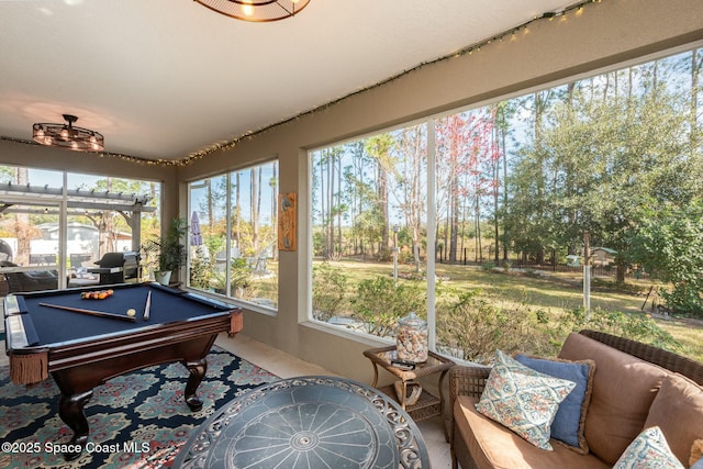 recreation room featuring billiards and a healthy amount of sunlight