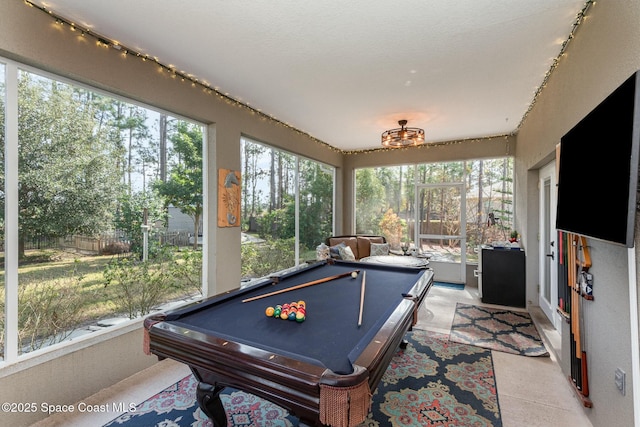 recreation room with billiards