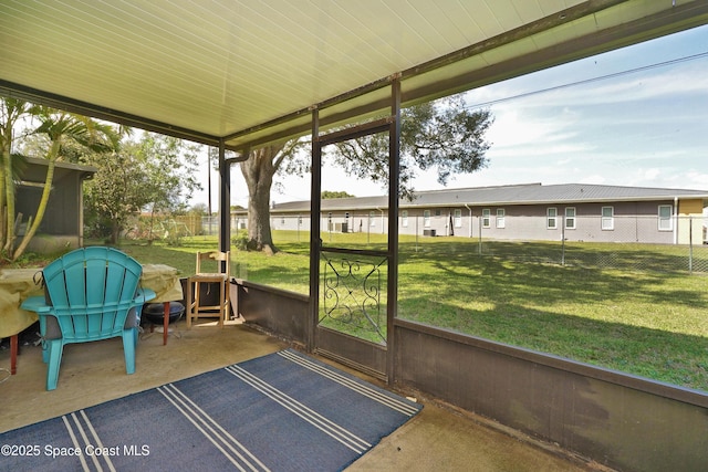 view of unfurnished sunroom