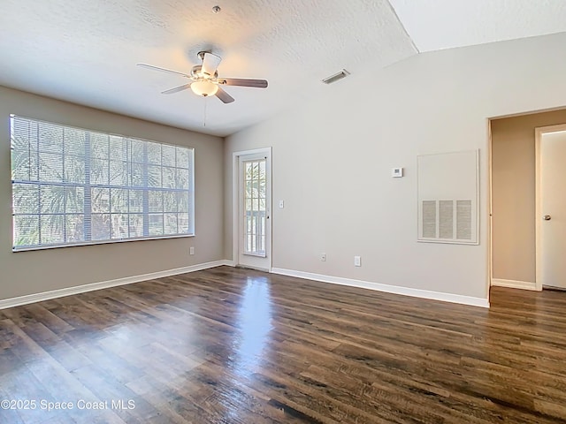 7667 N Wickham Rd Unit 721, Melbourne, FL 32940 - spare room featuring baseboards, ceiling fan, dark wood-type flooring, and visible vents