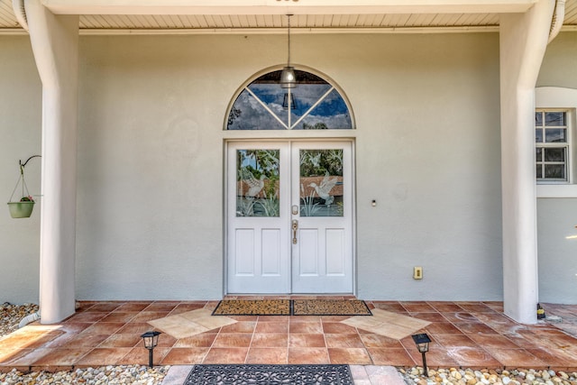 doorway to property with french doors