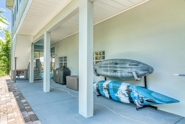 view of patio with a grill