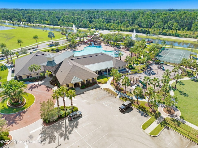 bird's eye view featuring a water view