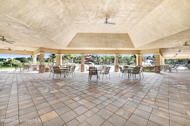 view of patio with ceiling fan