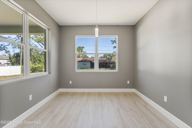 unfurnished room with light hardwood / wood-style floors