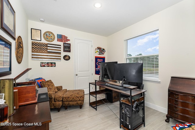 office space featuring light hardwood / wood-style flooring