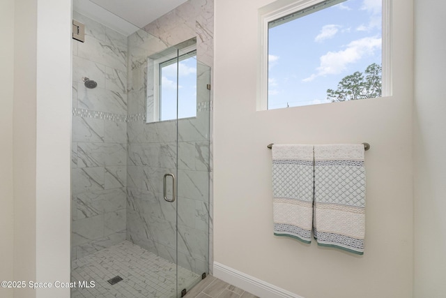 bathroom featuring walk in shower