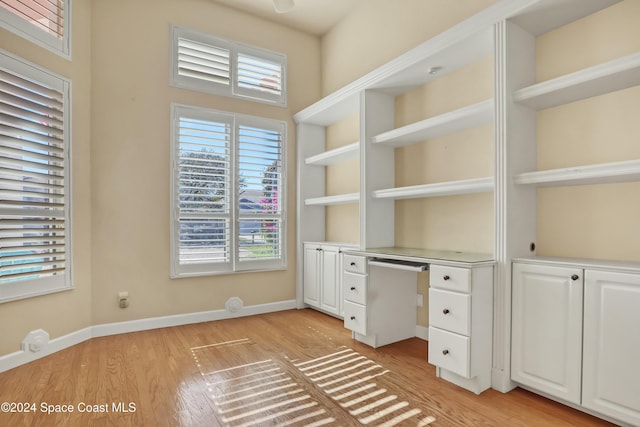 unfurnished office featuring light hardwood / wood-style flooring