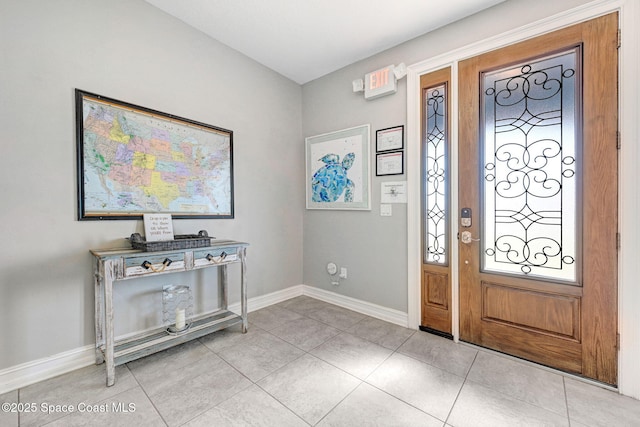 view of tiled foyer entrance