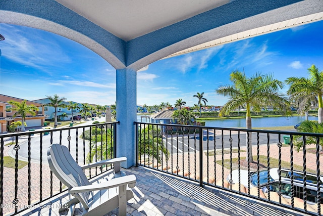 balcony with a water view