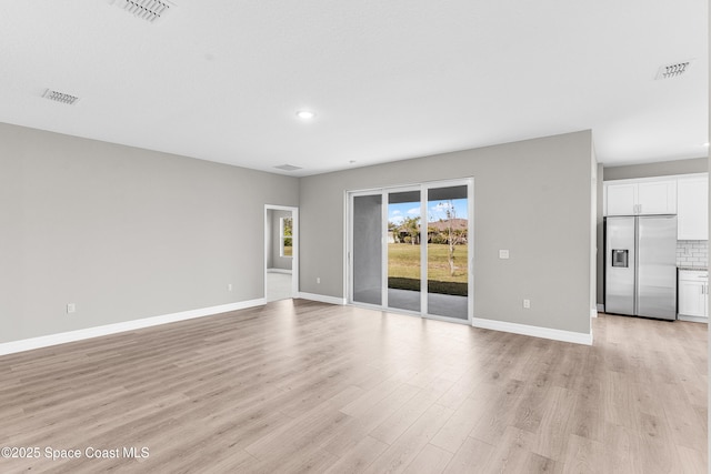 unfurnished living room featuring light hardwood / wood-style flooring