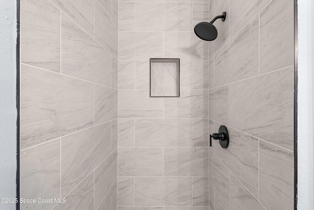 interior details featuring tiled shower