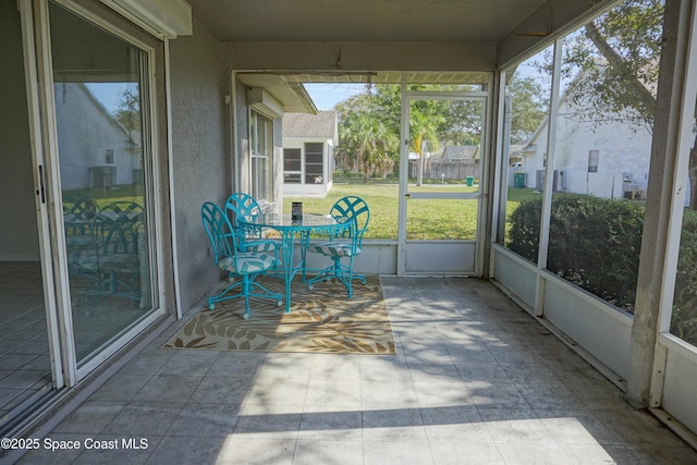 view of unfurnished sunroom