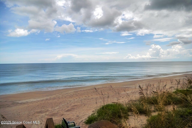 property view of water featuring a view of the beach