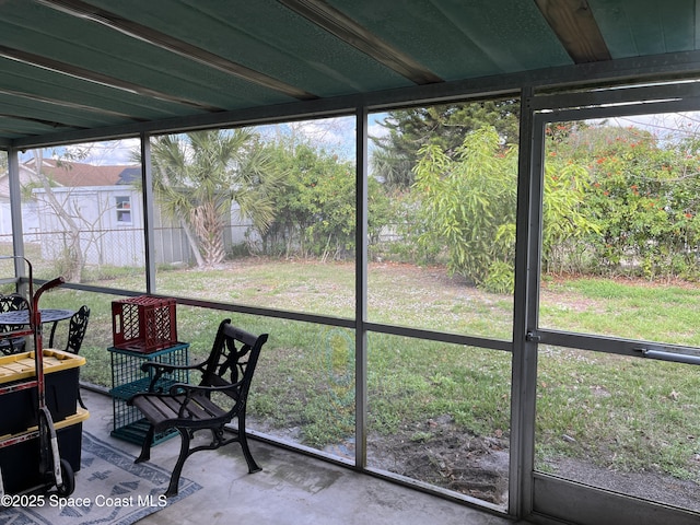 view of unfurnished sunroom