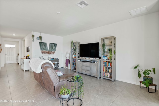 view of tiled living room