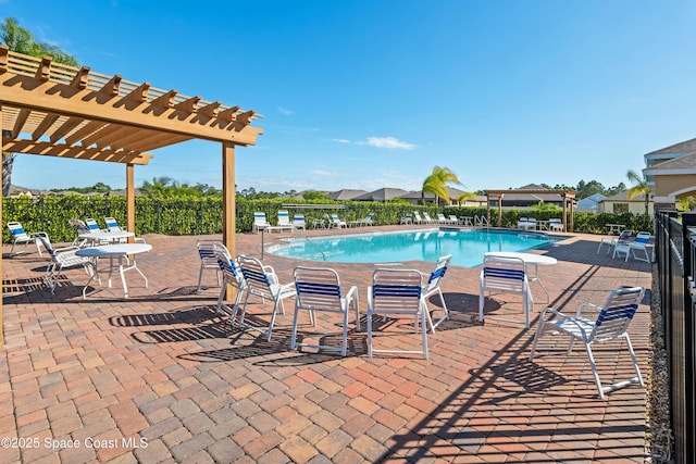 view of pool featuring a pergola