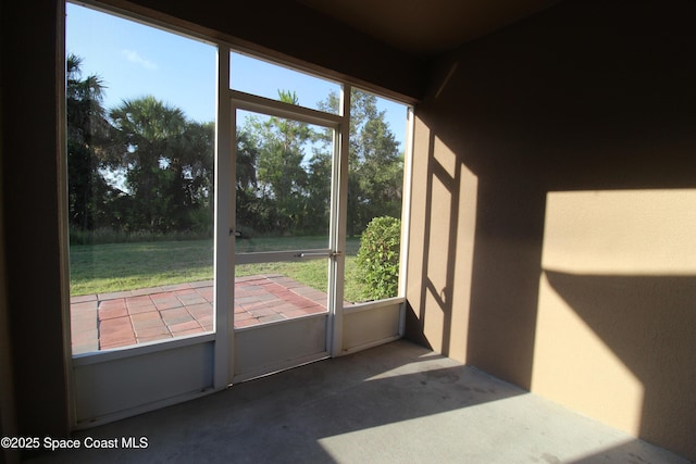 view of unfurnished sunroom