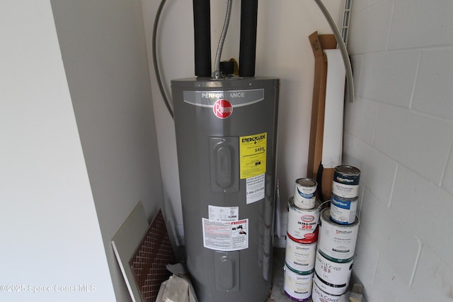 utility room with water heater