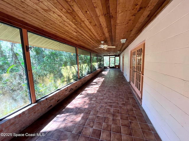 interior space featuring wooden ceiling