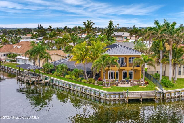 exterior space featuring a water view