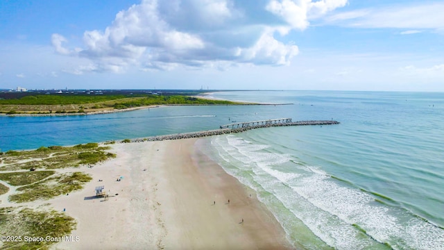 property view of water featuring a view of the beach