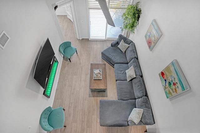 living room with hardwood / wood-style flooring