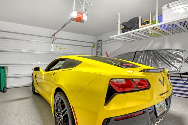 garage with a garage door opener