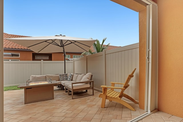 view of patio featuring an outdoor living space