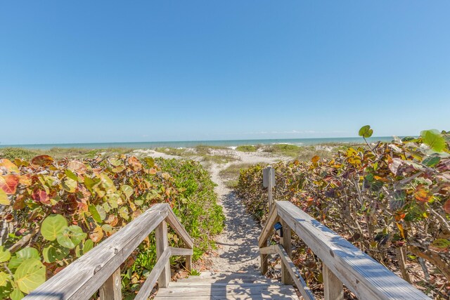 property view of water featuring a view of the beach