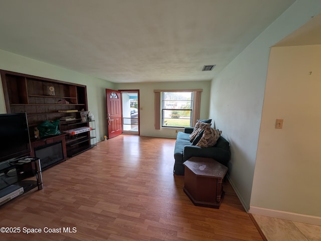 living room featuring light hardwood / wood-style flooring