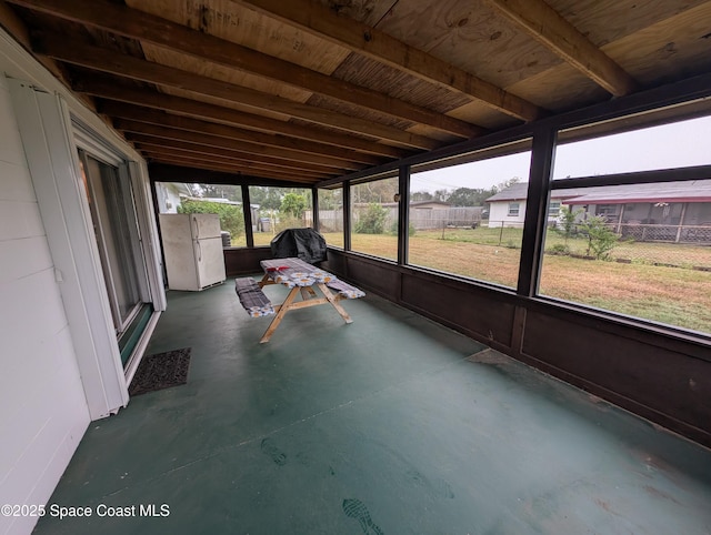 view of unfurnished sunroom