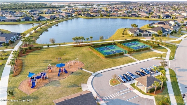 bird's eye view featuring a water view