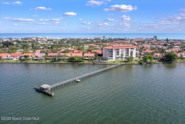 bird's eye view featuring a water view