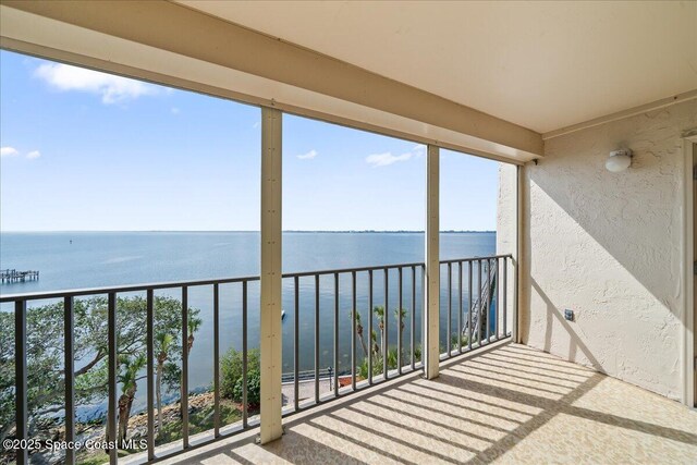 balcony with a water view