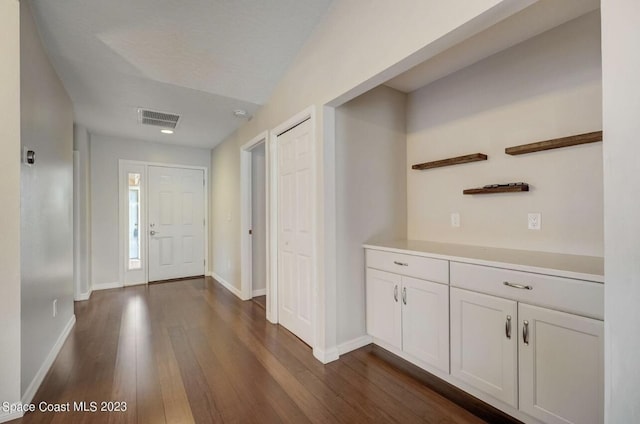 entryway with dark hardwood / wood-style floors