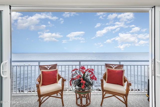 balcony with a water view